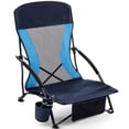 thumbnail image 1 of UMINEUX Low Beach Chairs for Adults, Folding Portable Lightweight Chair with Cup Holder, Nvay Blue, 1 of 8