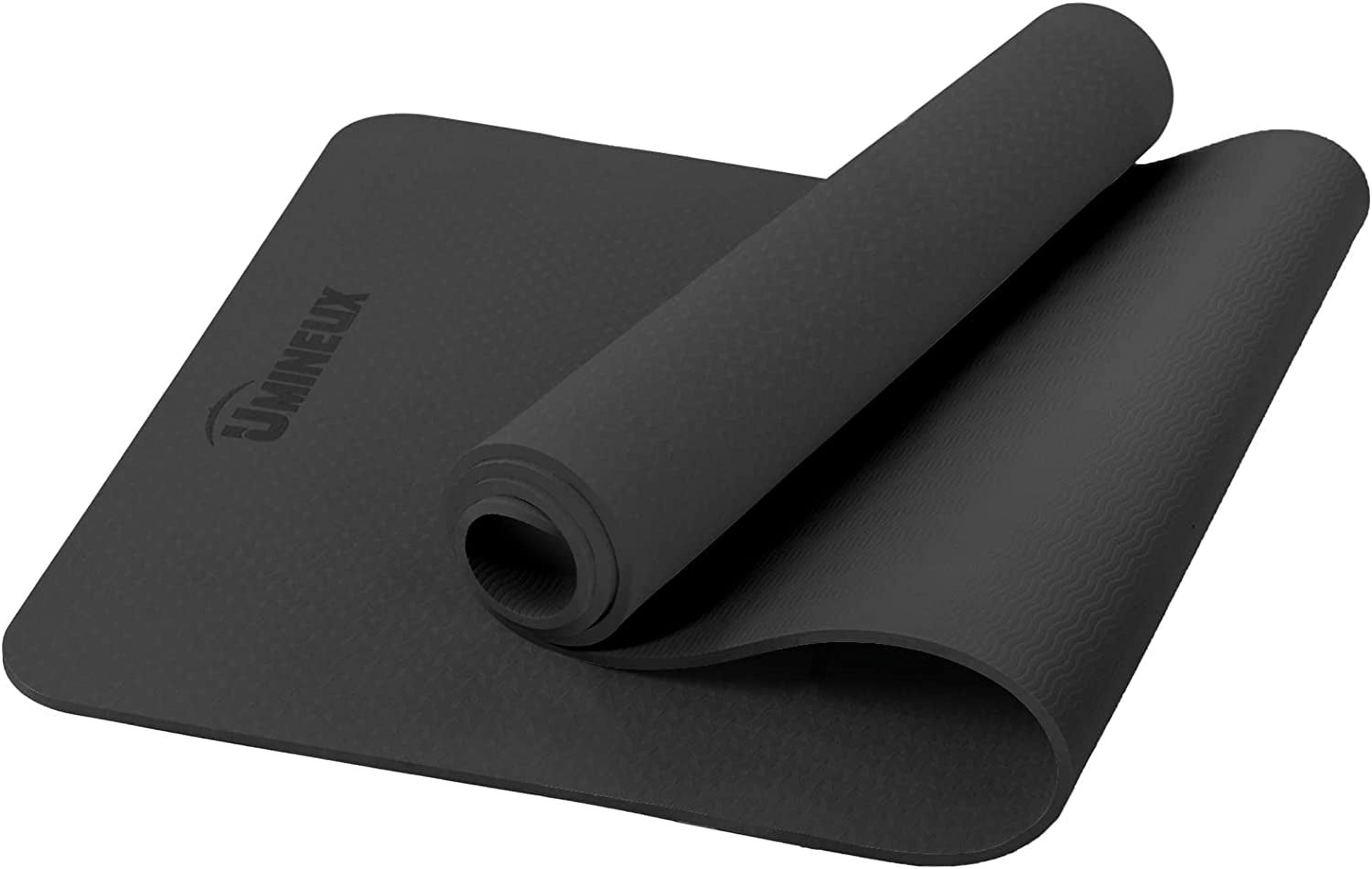 UMINEUX Yoga Mat Non Slip, Pilates Fitness Mats, Eco Friendly, Anti-Tear 1/4" Thick Yoga Mats for Women, Exercise Mats for Home Workout, Jet Black