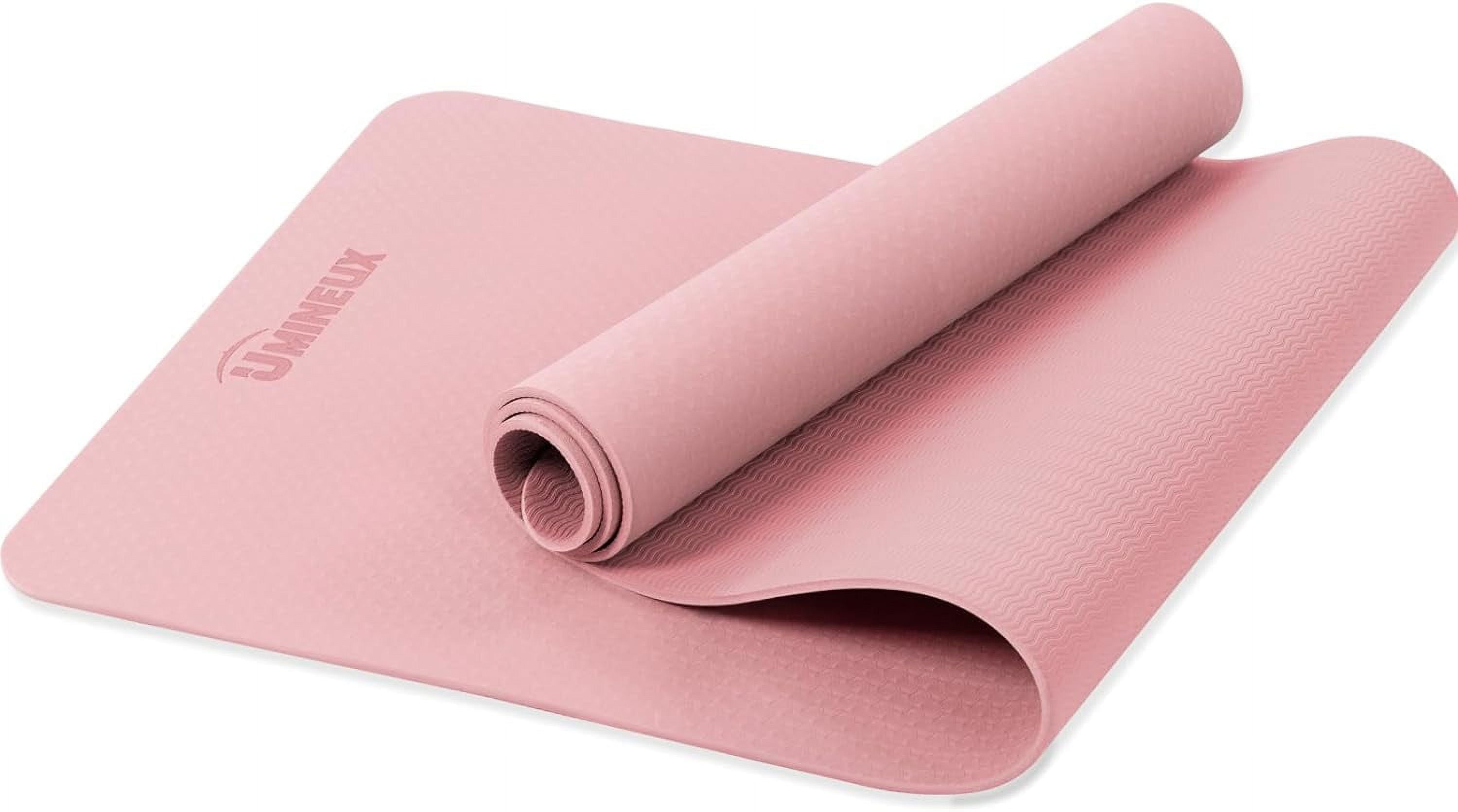 UMINEUX Yoga Mat Non Slip, Pilates Fitness Mats, Eco Friendly, Anti-Tear 1/4" Thick Yoga Mats for Women, Exercise Mats for Home Workout, Parfait Pink
