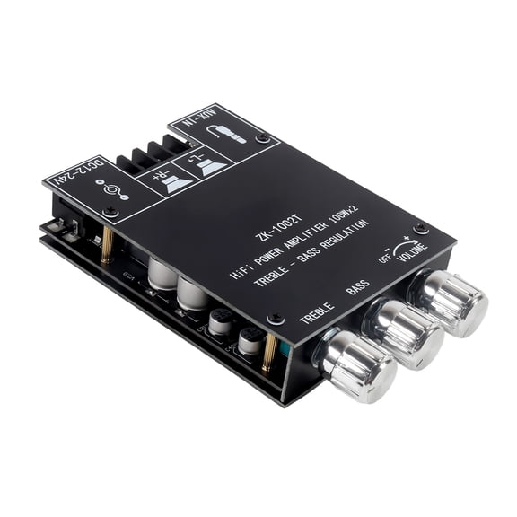 UMLIFE ZK-1002T Bluetooth Amplifier Board, 100W2 2.0 Channel Stereo Amp Module, TPA3116D2 HiFi Chip, Treble & Bass Control, AUX Input, DC 12-24V for DIY Passive Speakers, Car Audio