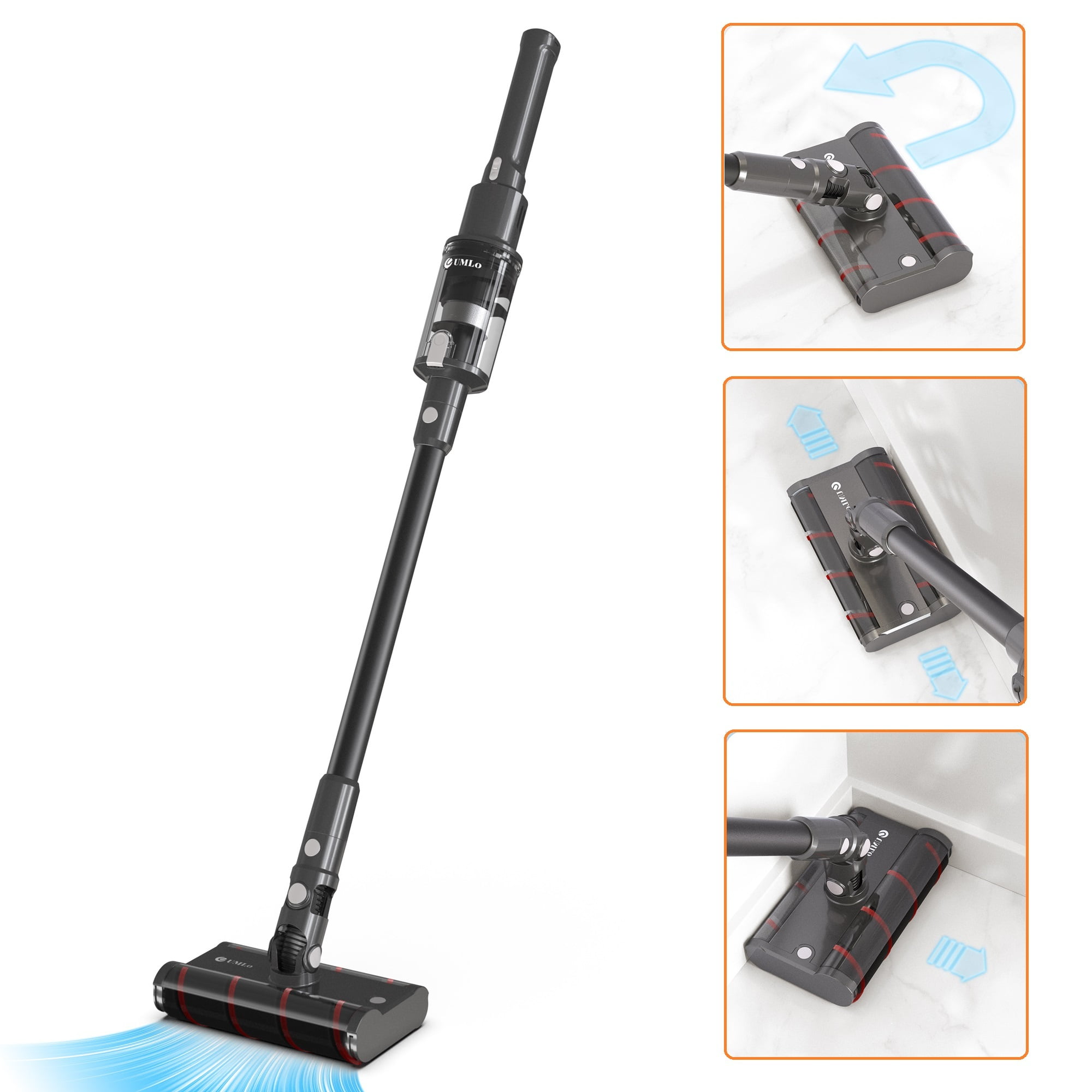 UMLo Cordless Vacuum Cleaner, 360° Omnidirectional Rotation 6in1 Stick Vacuum, 22000Pa