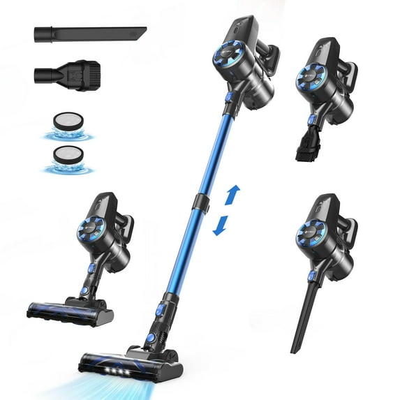 UMLo Cordless Vacuum Cleaner, 6-in-1 Lightweight Stick Vacuum for Hard Floor Carpet Pet Hair N3S Black