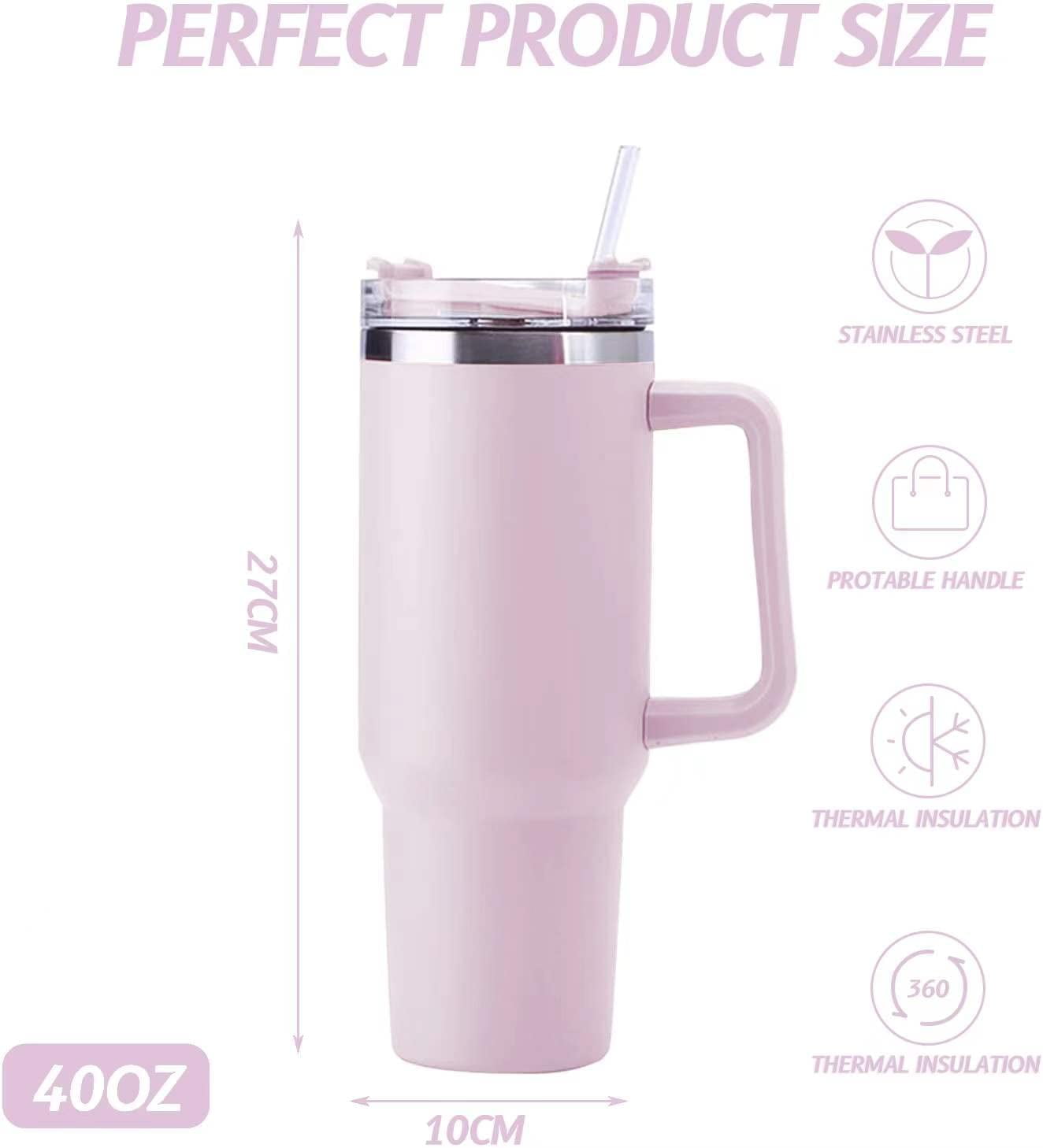 Cafezi 40 oz Tumbler with Lid and Straw, Stainless Steel  Vacuum Insulated Tumblers with Flip Straw and Top Handle, Reusable Insulated  Water Bottle for Home, Office, Leakproof, Fit in Cup