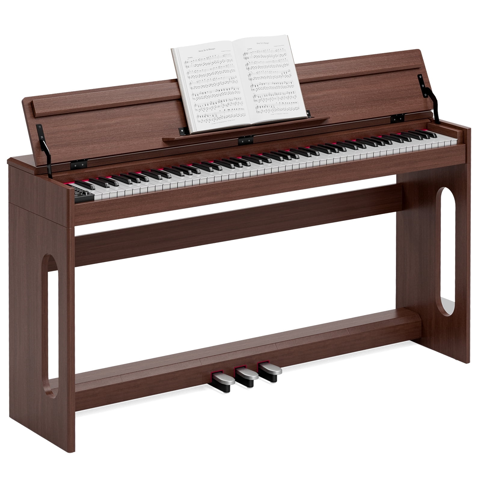 UMOMO 88 Key Digital Piano Keyboard, Full Size Electric Piano with Piano Stand, Headphone Jack, 3 Pedal, Electronic Piano for Beginner, Adults, Walnut