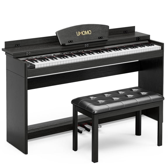 UMOMO 88 Key Digital Piano Keyboard with Piano Bench, Full Size Electric Piano with Piano Stand, Headphone Jack, 3 Pedal, Electronic Piano for Beginner, Adults, Black