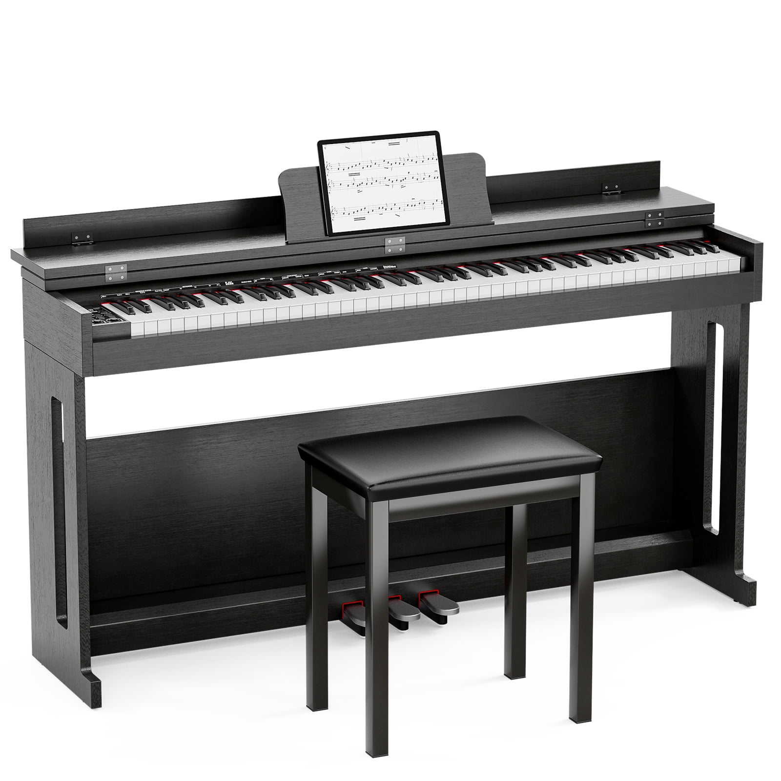 UMOMO 88 Weighted Key Digital Piano Keyboard with Piano Bench, Full Size Electric Piano with Piano Stand, Headphone Jack, 3 Pedal, Electronic Piano for Beginner, Adults, Black