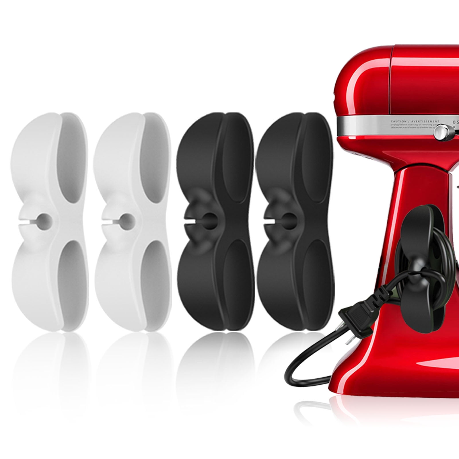 UMUST Cord Organizer for Appliances,4PCSCord Warpper for Kitchen Appliance ,Newest Designed Cord Winder,Cord Holder,Cable Winder,Cord Wrap Stick Firmly For Coffee Maker Pressure Cooker Etc(Black,Whit