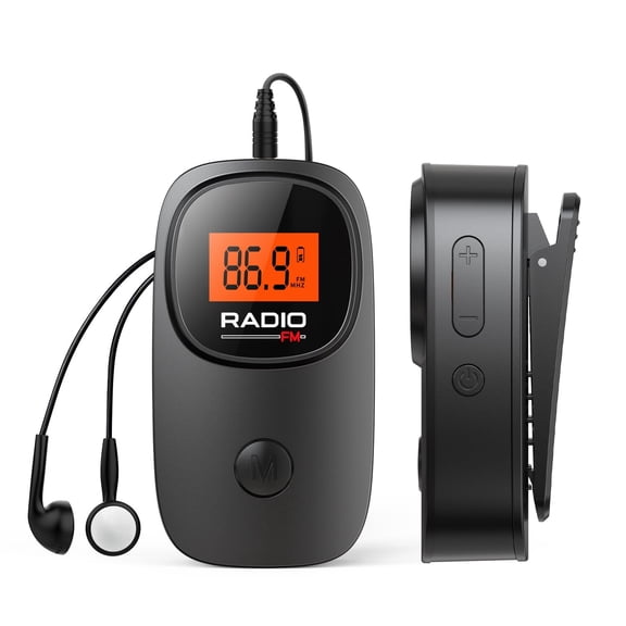 UMUTOO MI06 Pocket FM Radio Portable Mini Radio with Auto Scan & 30 Memory Presets, Belt Clip, 3.5mm Headphone Jack, Battery Operated, Small Personal Digital Tuner for Home Kit