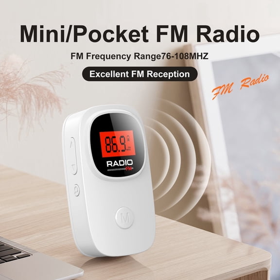 UMUTOO MI06 Pocket FM Radio Portable Mini Radio with Auto Scan & 30 Memory Presets, Belt Clip, 3.5mm Headphone Jack, Battery Operated, Small Personal Digital Tuner for Home Kit