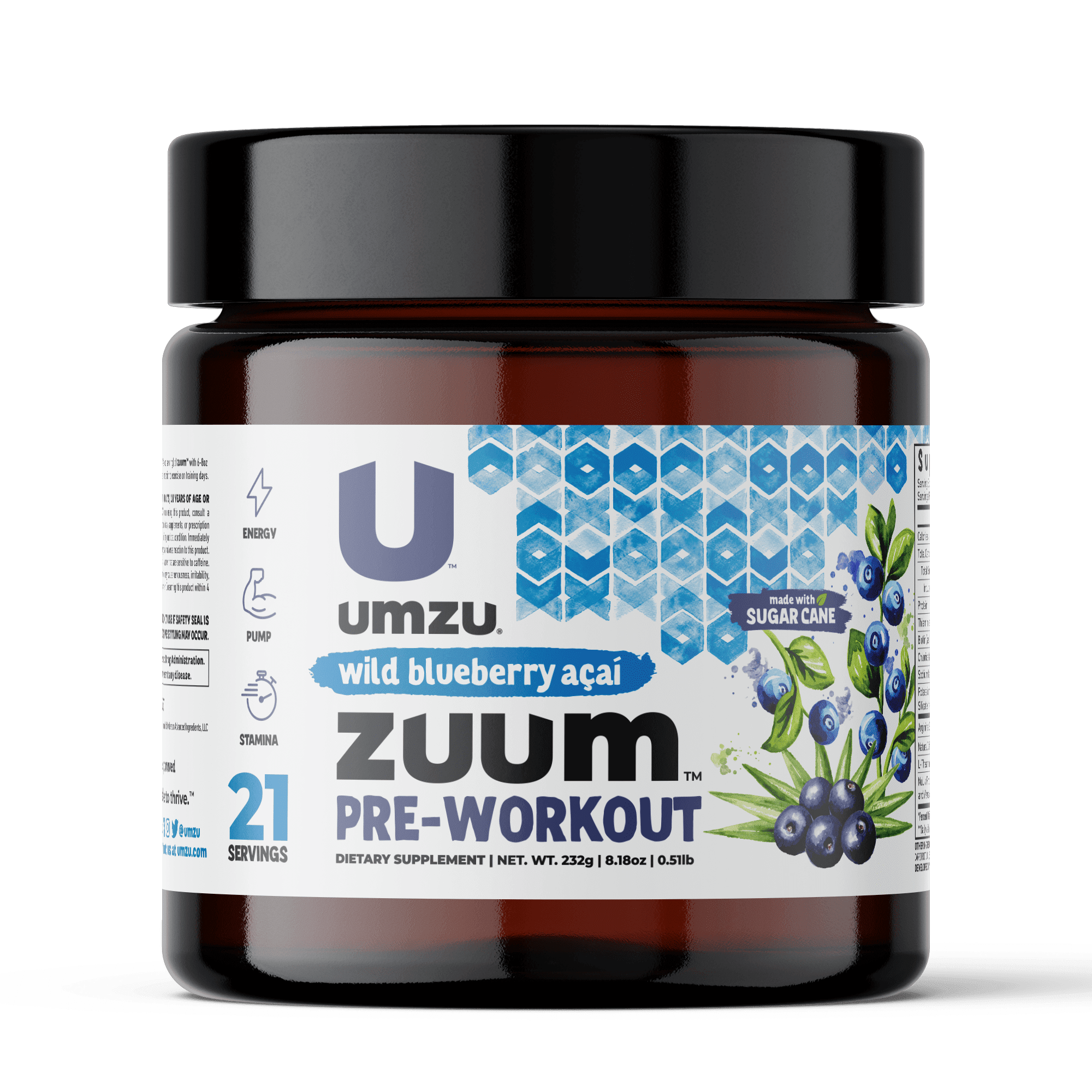 UMZU Zuum Pre-Workout: Energy, Pump & Stamina Wild Blueberry Acai