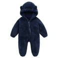 thumbnail image 1 of UMfun Newborn Baby Fleece Footie Snowsuit Winter Bunting Onesie Cartoon Warm Hooded Romper Jumpsuit Outfits For Girls Boys Navy,3-6 Months, 1 of 6