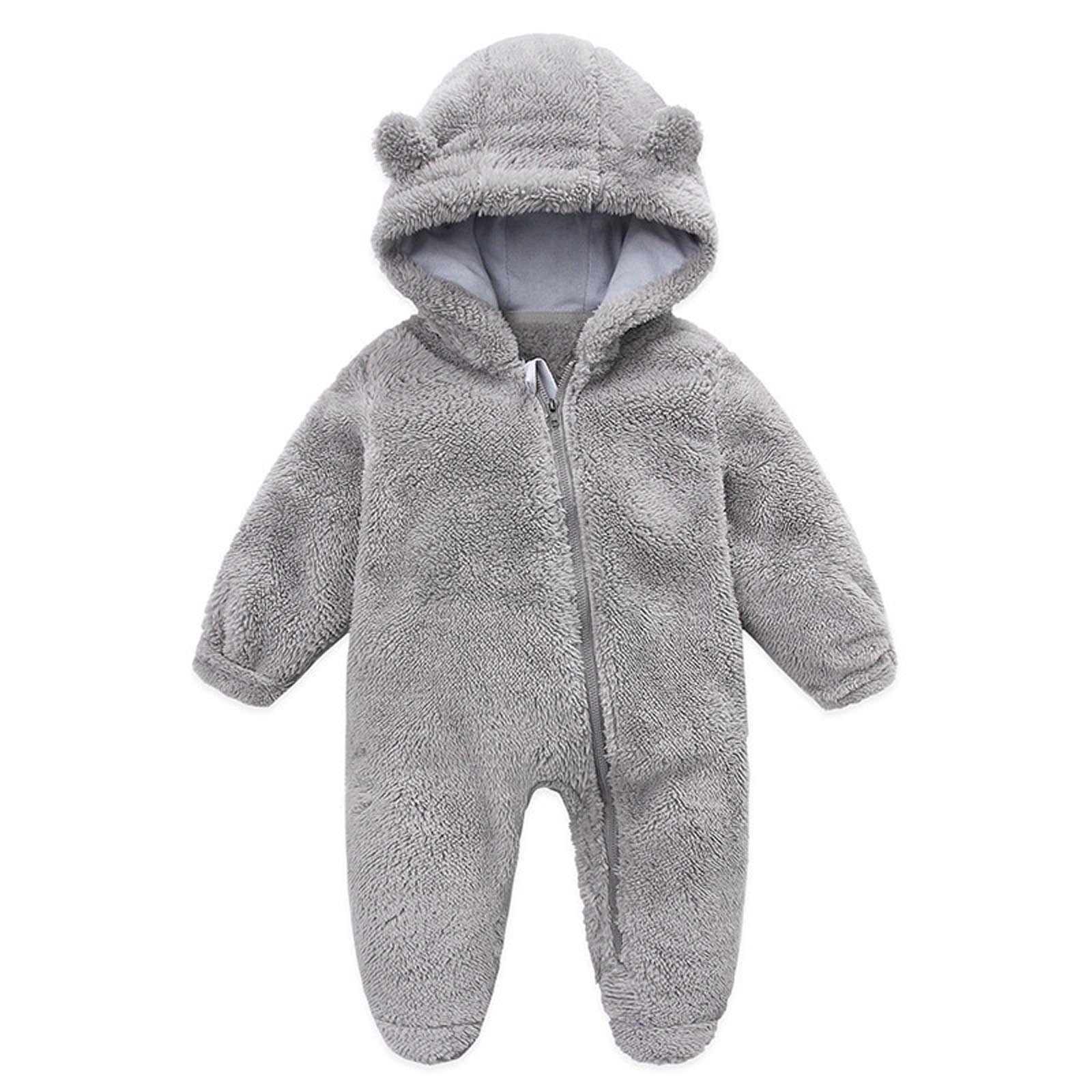 UMfun Newborn Baby Fleece Snowsuits Winter Footie Romper Jacket Hooded ...