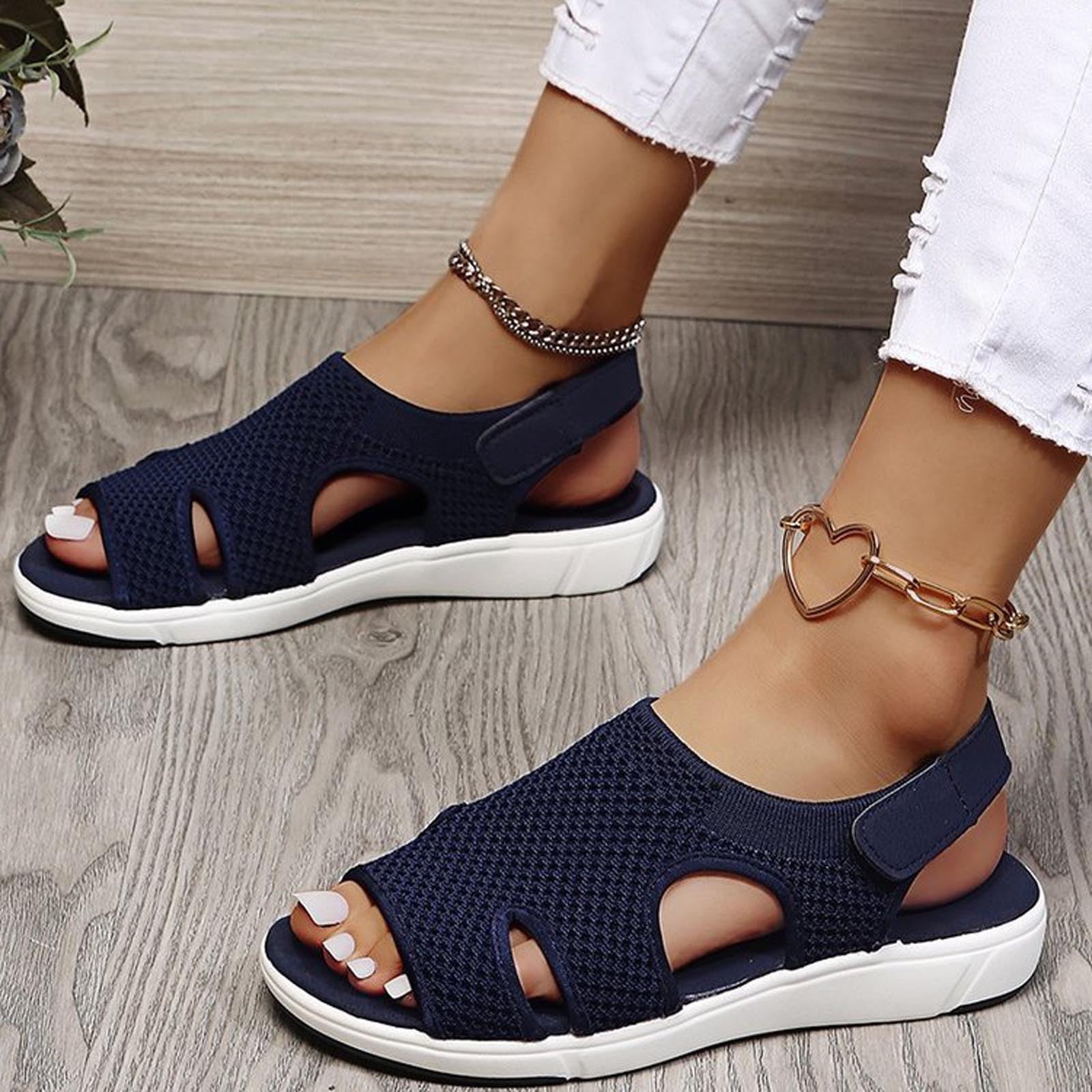 Dropship Summer Shoes Woman Sandals Elastic Ankle Strap Flat Sandalias  Mujer 2022 New Hollow Gladiator Beach Sandals Ladies Flip Flops to Sell  Online at a Lower Price | Doba