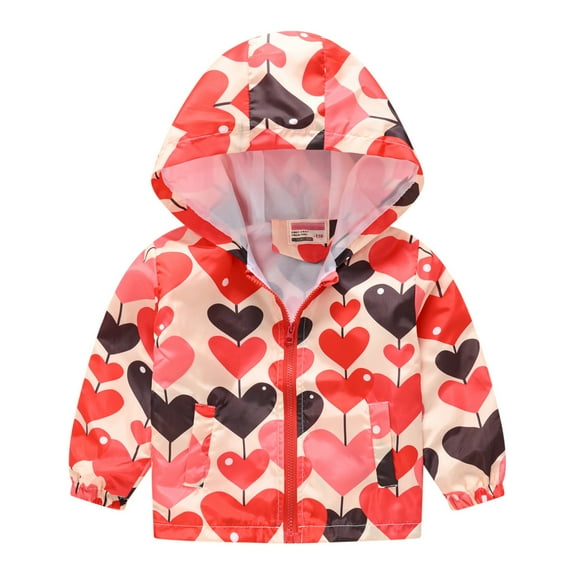 UMfun Toddler Baby Spring Autumn Fashion Long Sleeve Coat Printed Hooded Zipper Windproof Jacket Suit for Kids Boy Girls 1-9 Years
