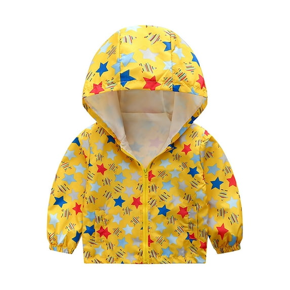 UMfun Toddler Baby Spring Autumn Fashion Long Sleeve Coat Printed Hooded Zipper Windproof Jacket Suit for Kids Boy Girls 1-9 Years