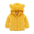 thumbnail image 1 of UMfun Toddler Baby Winter Casual Solid Color Plush Long Sleeved Flannel Fleece Coat Cute Bear Ears Hoodie Zipper Thick Jacket Suit Warm Outwear for Kids Boy Girls (1 - 6 Years), 1 of 9