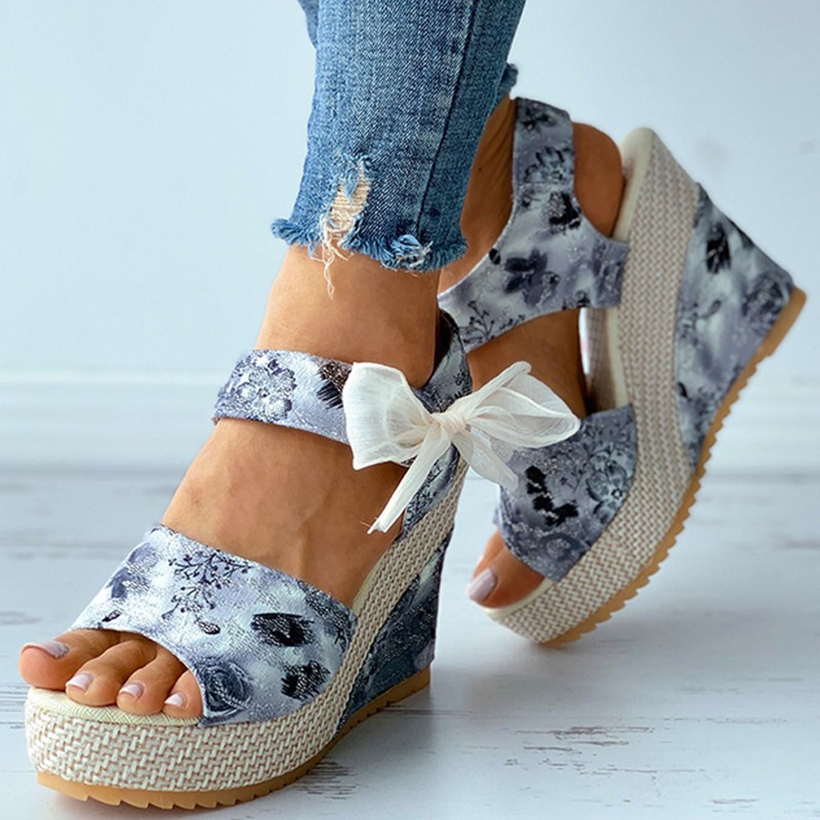UMfun Women Wedge Sandals Fashion Women Solid Summer Ladies