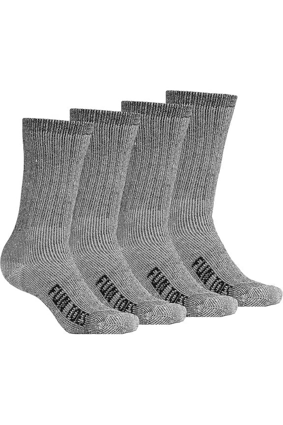 UN TOES Men's 70% Merino Wool Crew Socks 4 Pairs - Cushioned, Midweight Hiking
