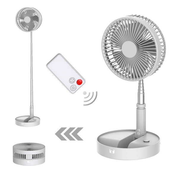 UN UNITEDTIME Desk and Table fan, Foldable Fan Portable Travel Fan Battery Operated or USB Powered,Adjustable Height,Foldaway Fan with Remote Control Timer 4 Speed Settings (White)
