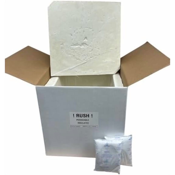 UN18A-IP Thermo Chill Insulated Carton with Foam Shipper - 18" x 18" x 18" Outer Dimensions - 14" x 14" x 12.5" Inner Dimensions with 2 Ice Packs