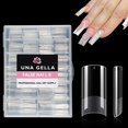 UNA GELLA Medium Square Nail Tips 216 Pcs Prefile Half Cover No C