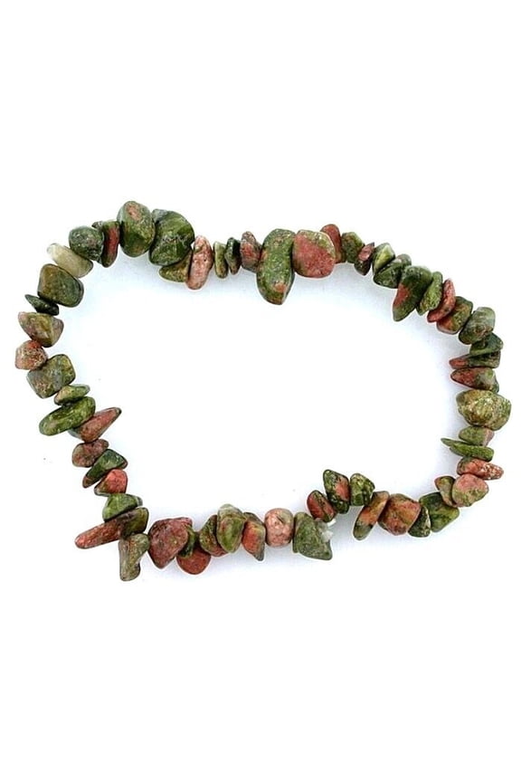 UNAKITE CHIP GEMSTONE GEM STONE BEADS STRETCH BRACELET SB27
