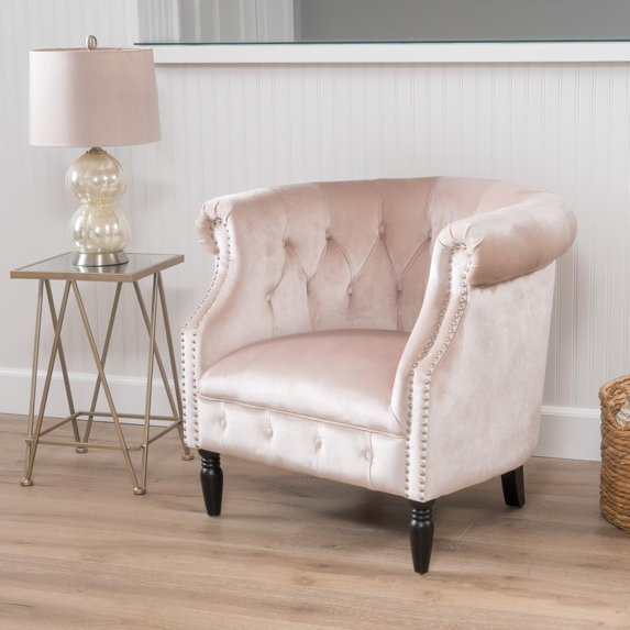 UNBRAND Akira Arm Chair Velvet Club Chair, Champagne 29.6D x 33W x 30.25H in