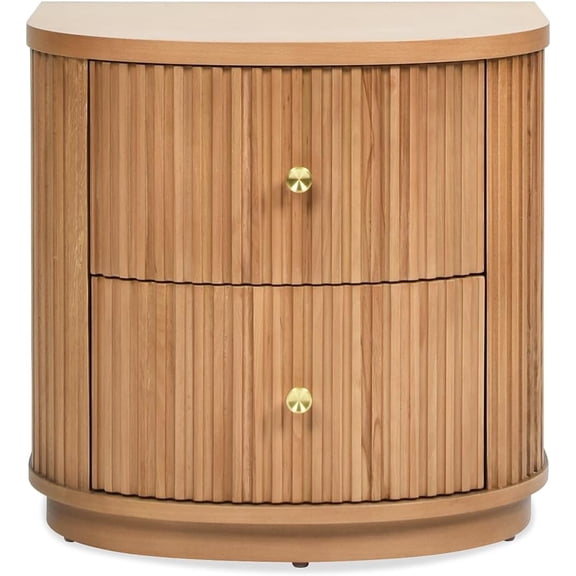 UNBRAND Valentine 24" 2-Drawer Storage Side Table Natural Brown Beech Wood