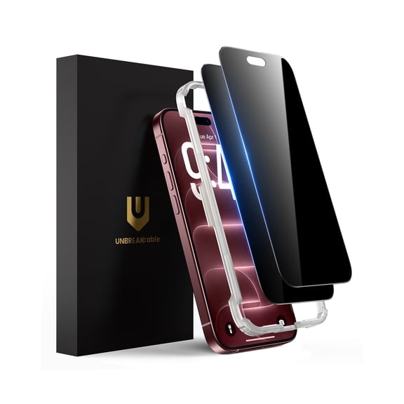 UNBREAKcable for iPhone 18 Pro Max Privacy Screen Protector, 2 Pack Shatterproof Tempered Glass 28°Anti Spy Screen Protector, Easy Installation Frame, Case Friendly
