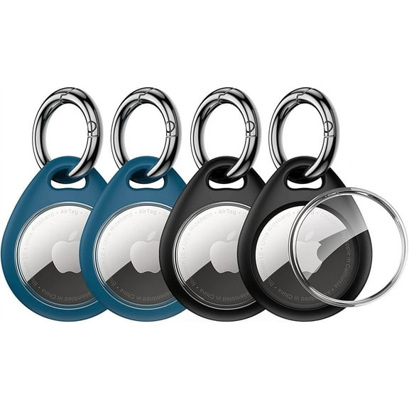 UNBREAKcable Airtags Keychains, Waterproof, Shockproof, Lightweight, Durable AirTag Case, 4 Pack, Black & Blue