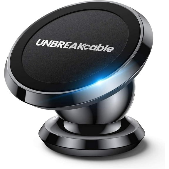 UNBREAKcable Rotating Magnetic Car Phone Holder, 360 Adjustable Dash Mount with Strong Magnets, Compatible with iPhone, Samsung Galaxy, Google Pixel, GPS, Mini Tablet
