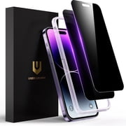 UNBREAKcable Privacy Screen Protector for iPhone 14 Pro Max, Shatterproof Tempered Glass, 9H Hardness, Easy Installation, 2 Pack