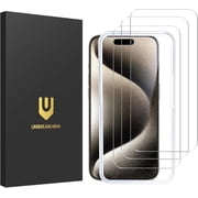 UNBREAKcable Tempered Glass Screen Protector for iPhone 15 Pro 3-Pack, Shatterproof 9H Hardness, Bubble Free