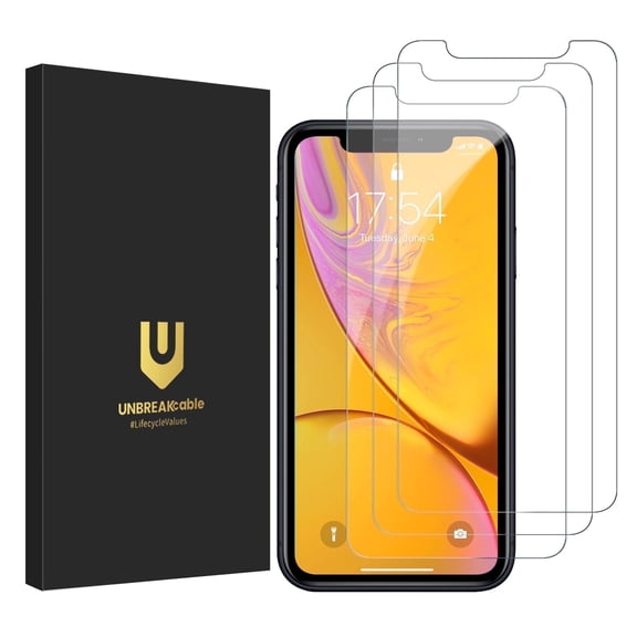 UNBREAKcable Tempered Glass Screen Protector for iPhone 11/XR, 3-Pack, 9H Hardness, Bubble Free, Anti-Scratch
