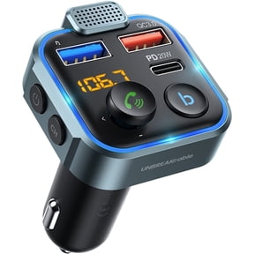 UNBREAKcable Bluetooth FM Transmitter for Car, Wireless Bluetooth Car Adapter, Transmitter with PD & QC 3.0 USB Car Charger
