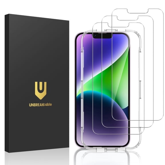 UNBREAKcable Tempered Glass Screen Protector for iPhone 14, 6.1 Inch, 3 Pack, 9H Hardness, Case Friendly, HD Clear