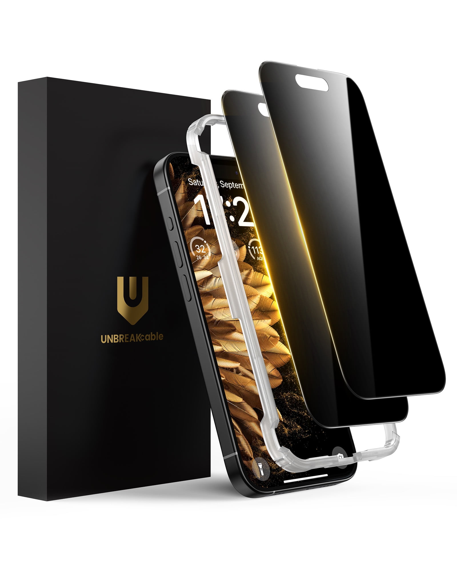 UNBREAKcable IPhone 15 Screen Protector [3-Pack], Tempered