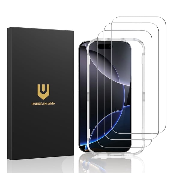 UNBREAKcable Tempered Glass Screen Protectors for iPhone 16 Pro Max, 6.3 Inch, 3 Pack