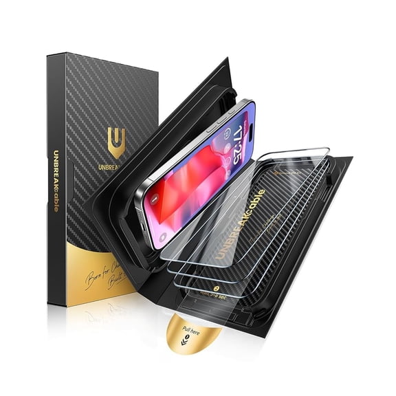 UNBREAKcable iPhone 16 Pro Screen Protector [3-Pack], Tempered Glass with Auto-Align Tech for Easy Install, 9H+ Hardness, Anti-Fingerprint, Ultra-Clear, Full-Coverage Protection, 6.3-Inch