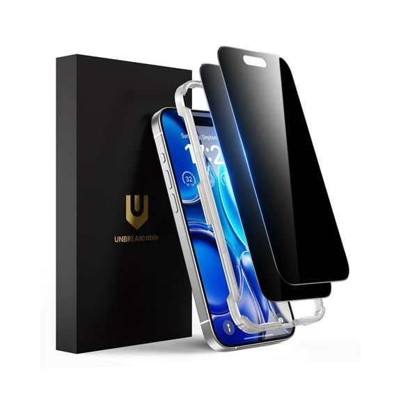 UNBREAKcable iPhone 17 Air Screen Protector Privacy 2 Pack, Anti-Spy Tempered Glass, 9H Scratch Resistant, Bubble-Free Install with Alignment Frame, HD Clear