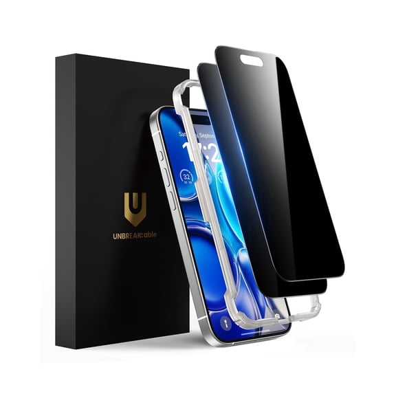 UNBREAKcable Privacy Screen Protector for iPhone 17 Air, Shatterproof Tempered Glass [True 28°Anti Spy] [9H Hardness] [Easy Installation Frame] Private Protector for iPhone 6.5inch-2 Pack