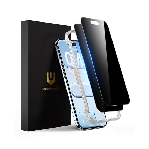 UNBREAKcable for iPhone 17 Air Privacy Screen Protector, 2 Pack True 28°Anti Spy 9H Hardness Shatterproof Tempered Glass, Easy Installation Frame, Case Friendly