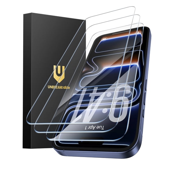 UNBREAKcable for iPhone 17 Pro Screen Protector, 3 Pack 9H Anti‑Scratch Tempered Glass Screen Protector, Alignment Frame, Case Friendly