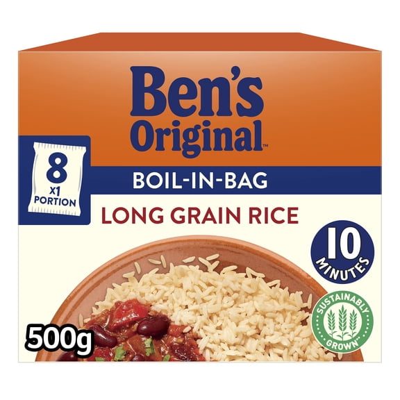 Ben's Original Boil in Bag Long Grain Rice 8 x 62.5g, Imported from Britain