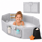 UNCLE WU Collapsible Baby Bathtub for 6M-3Y, Portable Toddler Travel Tub CARRY BAG & STARFISH BATH TOY INCLUDED