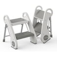thumbnail image 1 of UNCLE WU Foldable Step Stool for Toddlers (10.6" High) - Portable Mini 2-Step Steel Frame Stool for Bathroom Sink, Potty Training & Kitchen - Anti-Slip, Space Saving Travel Size, Supports 200lbs, 1 of 7