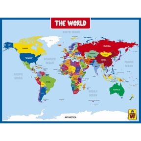 UNCLE WU Laminated World Map Poster for Home, School, Classroom - 18" x 24"