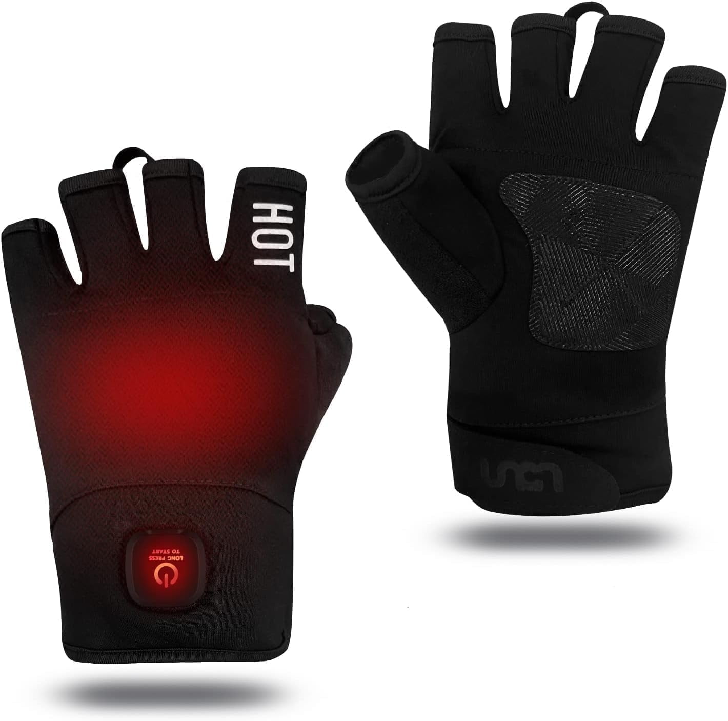 UNCN Heated Fingerless Gloves Touchscreen for Men Women Winter Work Cold