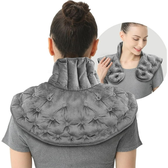 UNCN Microwave Heating Pad for Neck, Shoulders Back | Moist Weighted Cordless Rice Heat Pad for Targeting Stress, Tension (Dark Grey)
