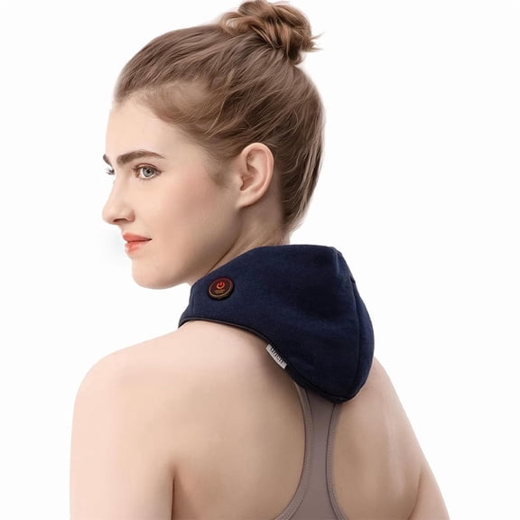 UNCN Wireless Heated Neck Wrap, 2 Temperature Settings, 1-Hour Auto Shut off, 4000mAh Rechargeable Heating Pad for Pain Relief, Washable Cover